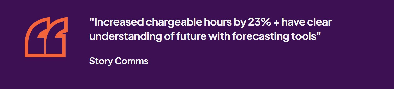 Increased chargeable hours by 23% + have clear understanding of future with forecasting tools